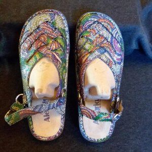 NEW Alegria Leather Slingback Mary Janes Color Freesia Rainbow Mosaic  38